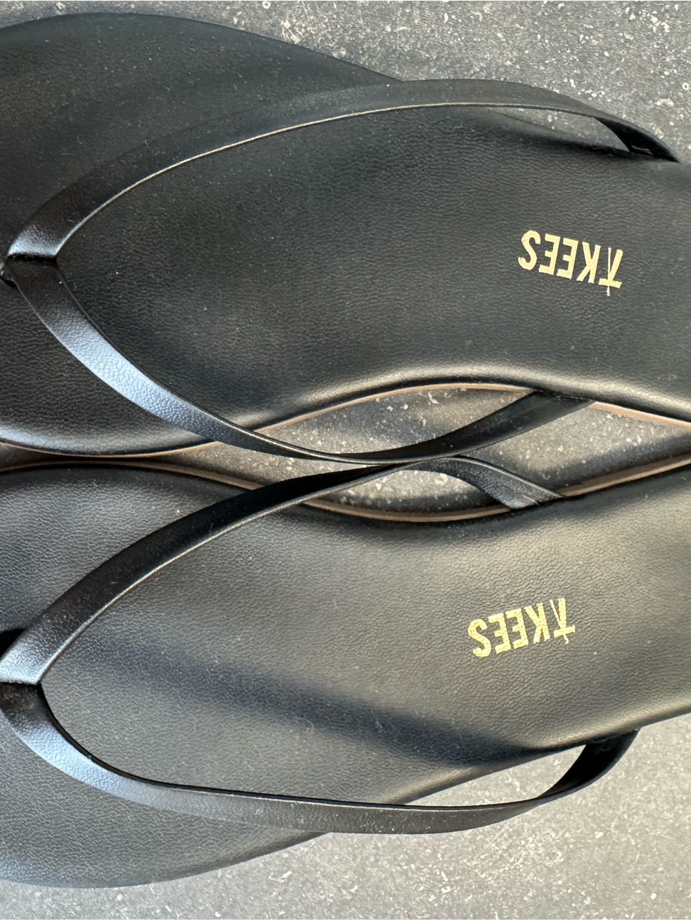 TKEES Black Thin Strap Flip Flop Sandals